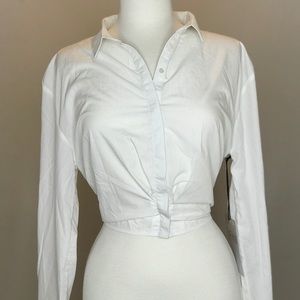 🆕 White “Tie Me Up” Button down Shirt